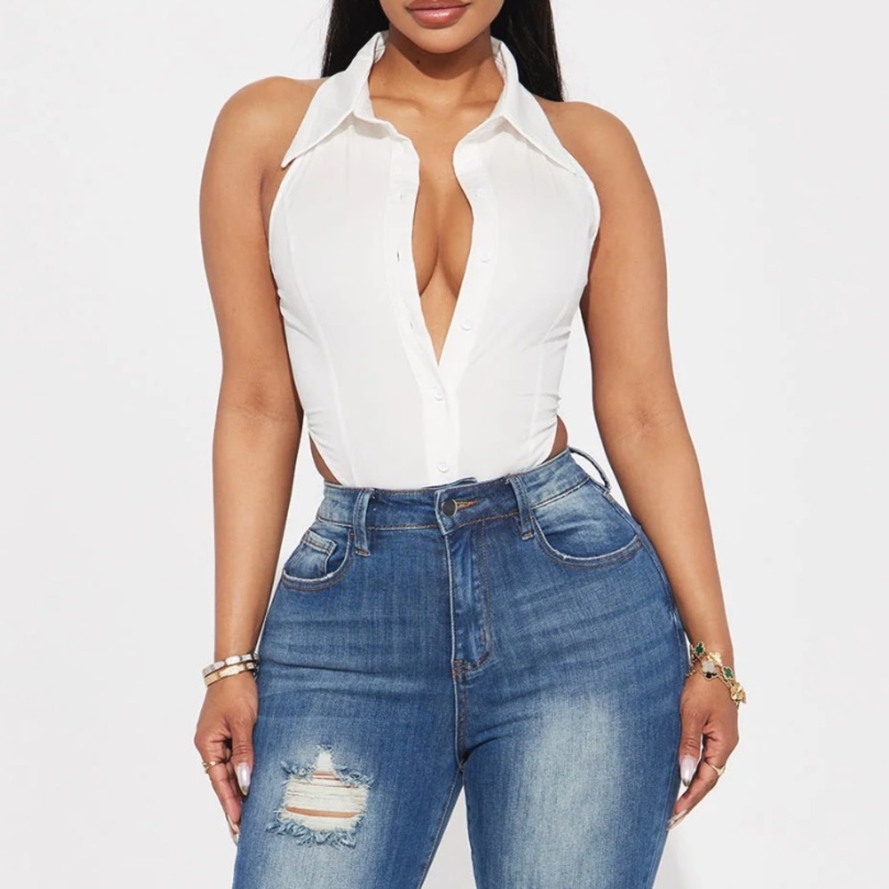 White button down bodysuit